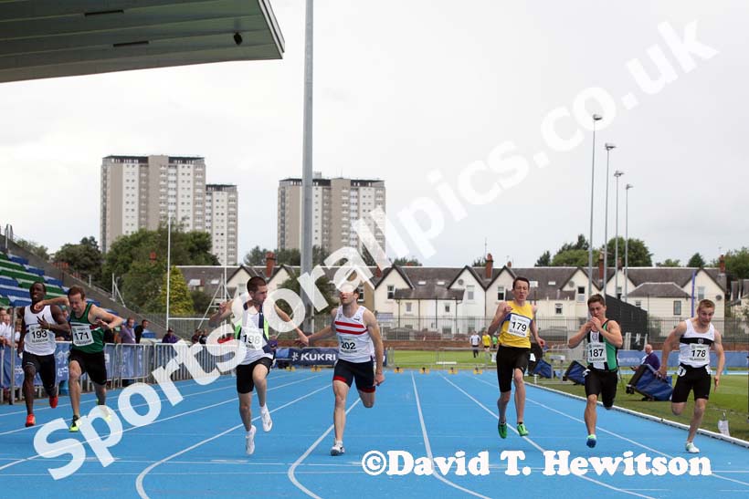 Allan Scott winning the 110 metres hurdles at the Scottish Championships, Scotstoun  Stadium, Glasgow.